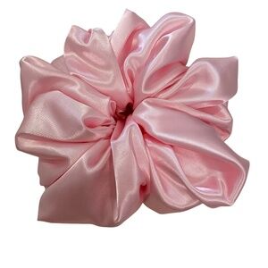 Poly Satin Hair Scrunchie. Pink. XL. Cottagecore. Resortwear. Easter. Spring.